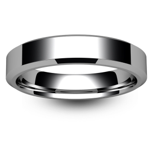 Flat Court Chamfered Edge -  4mm Platinum Wedding Ring 